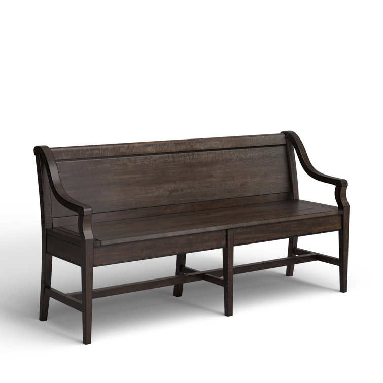 Graphite Pine Wood Bench with Back and Arms