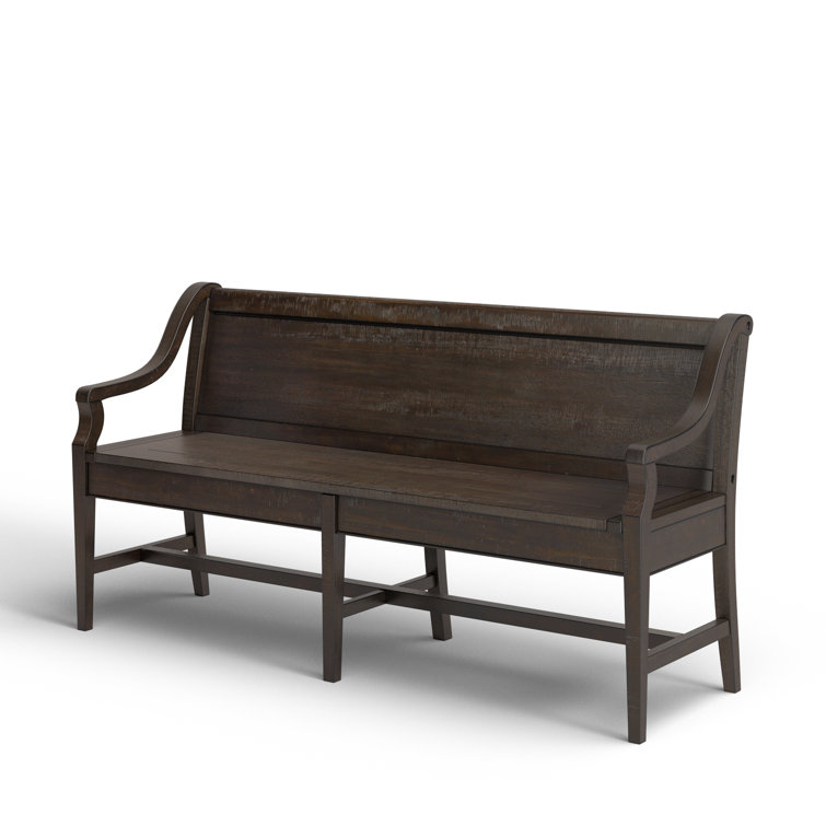 Graphite Pine Wood Bench with Back and Arms