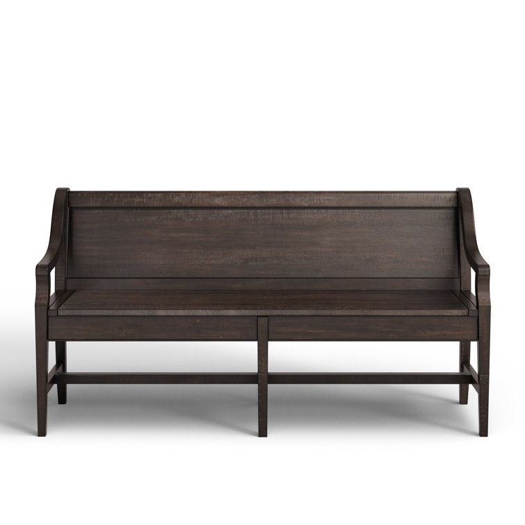 Graphite Pine Wood Bench with Back and Arms