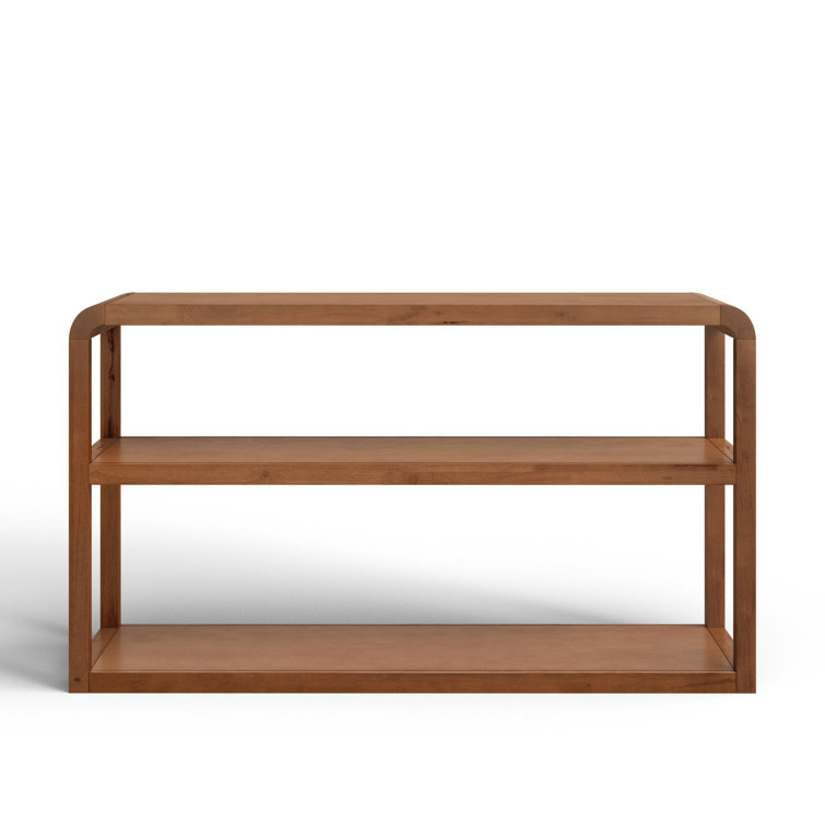 Omara Sleek Black 3-Tier Rubberwood Console Table with Storage