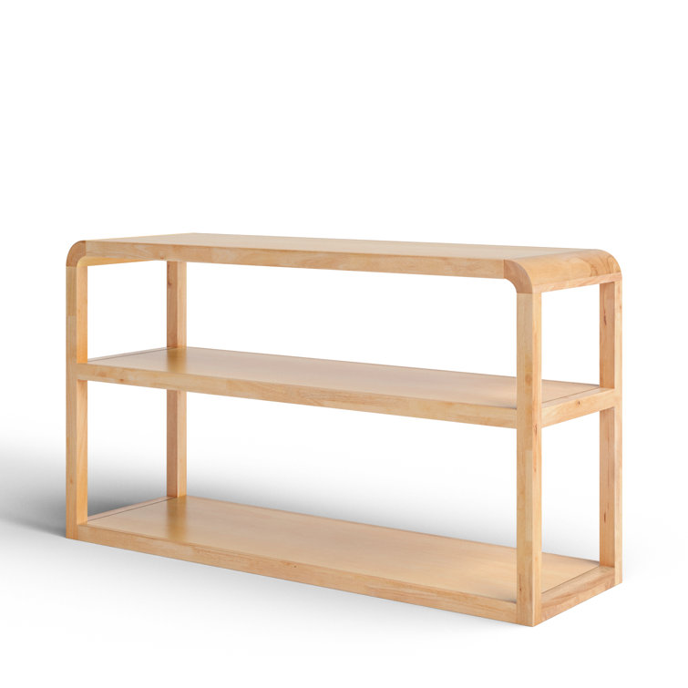 Omara Modern 3-Tier Black Rubberwood Console Table with Storage