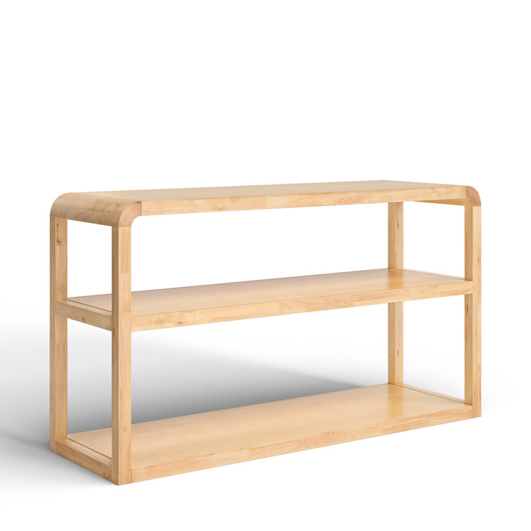 Omara Modern 3-Tier Black Rubberwood Console Table with Storage