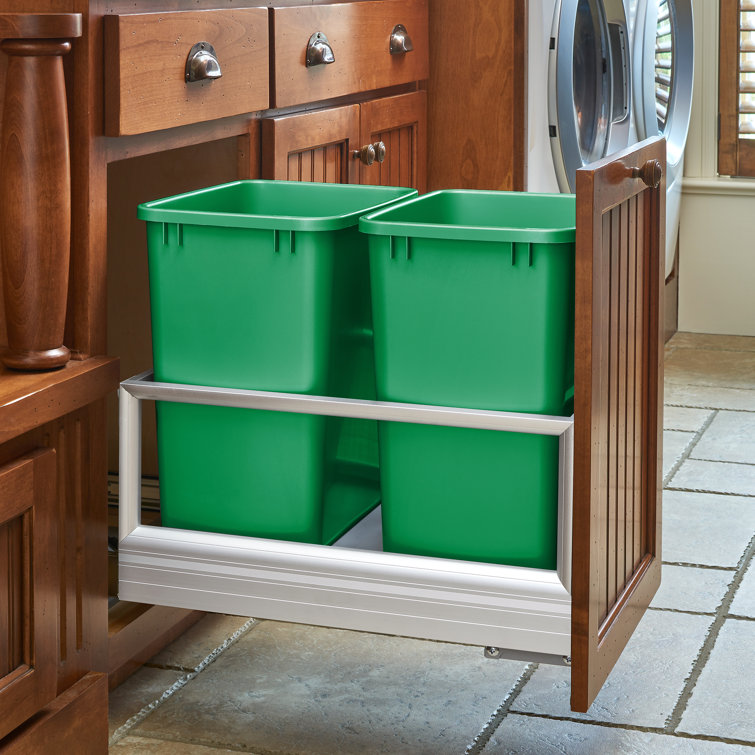 Rev-A-Shelf Green Polymer Pull-Out Trash Bins, 27 Quart, 2 Pack