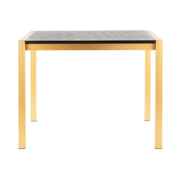 Black Wood Grain and Gold Metal Rectangular Counter Table