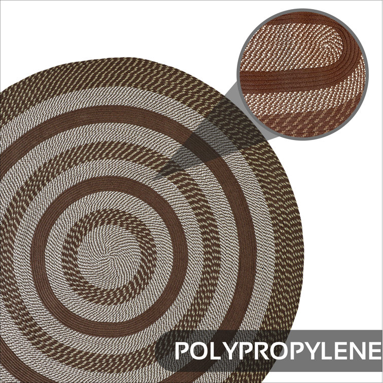 Newport Classic Brown 72" Round Braided Indoor/Outdoor Rug