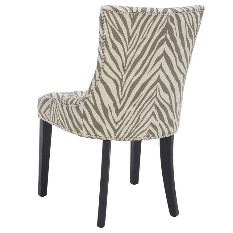 Lester Gray Zebra Linen Parsons Dining Chairs Set of 2