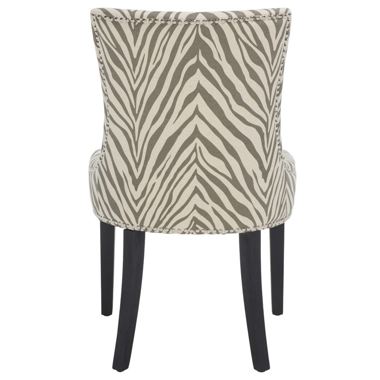 Lester Gray Zebra Linen Parsons Dining Chairs Set of 2