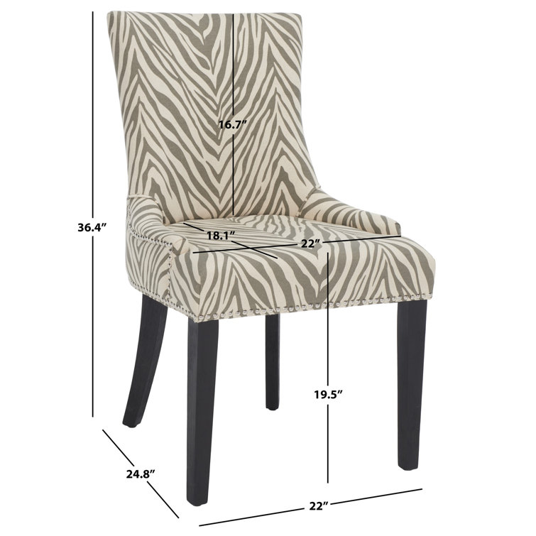Lester Gray Zebra Linen Parsons Dining Chairs Set of 2