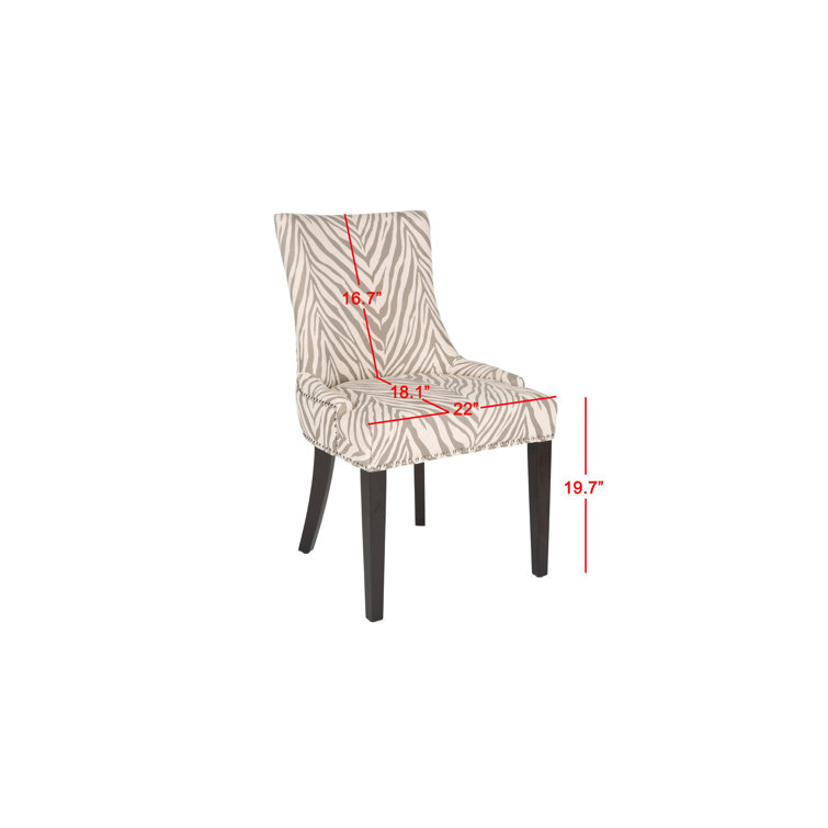 Lester Gray Zebra Linen Parsons Dining Chairs Set of 2