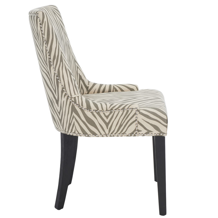 Lester Gray Zebra Linen Parsons Dining Chairs Set of 2