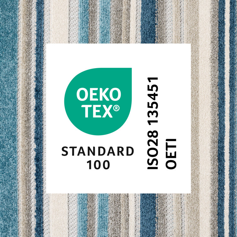 Rio Multicolor Stripe Blue Synthetic Indoor Outdoor Rug