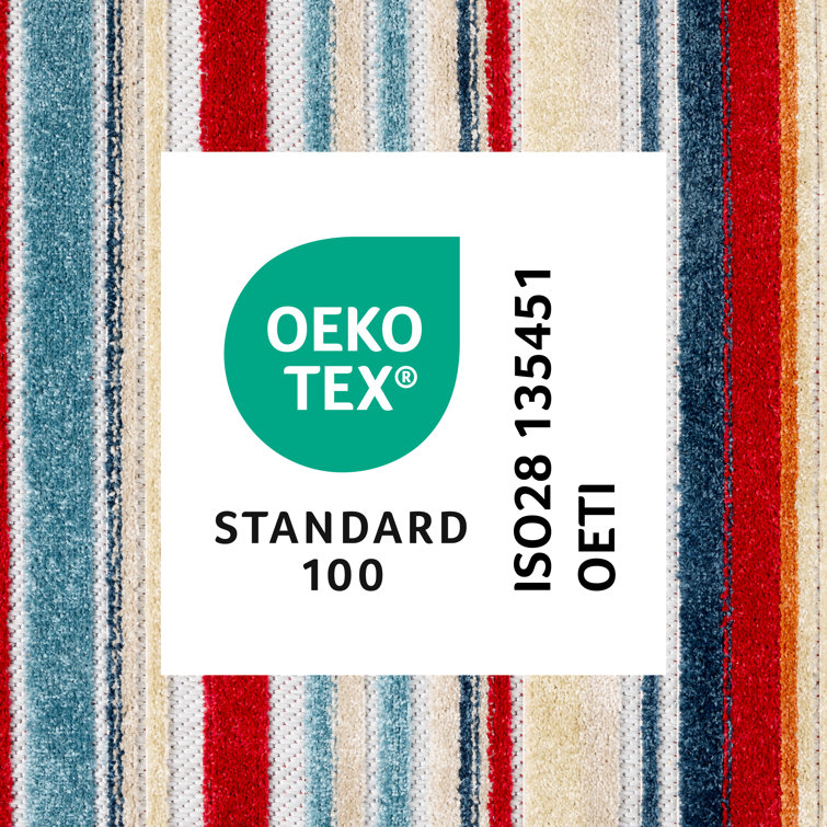 Rio Red and Multicolor Stripe Synthetic Indoor/Outdoor Rug