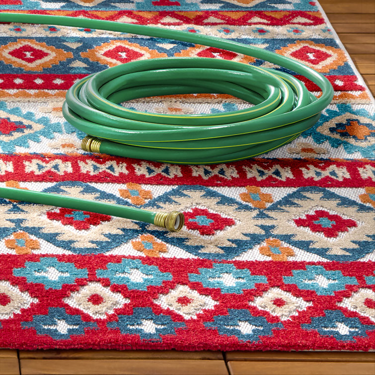 Dahlia Red and Multi Southwestern Stripe Rectangular Rug