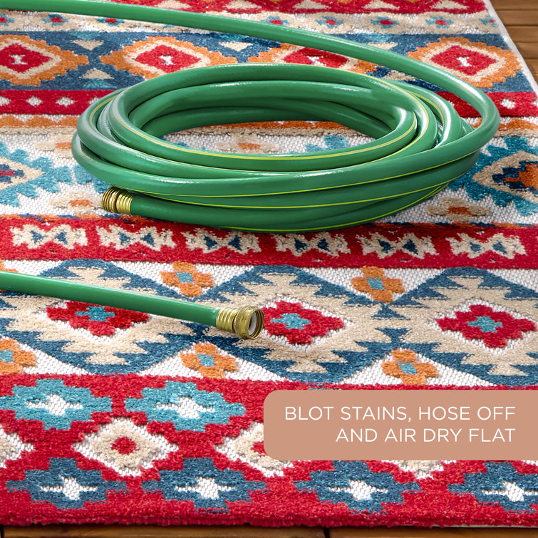 Dahlia Red and Multi Southwestern Stripe Rectangular Rug