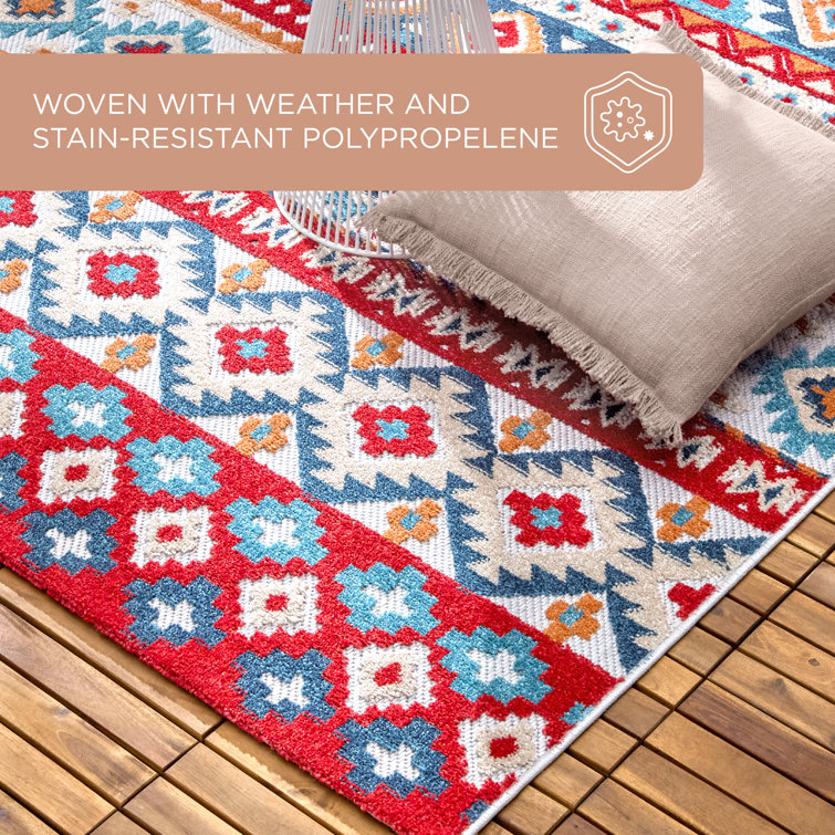 Dahlia Red and Multi Southwestern Stripe Rectangular Rug