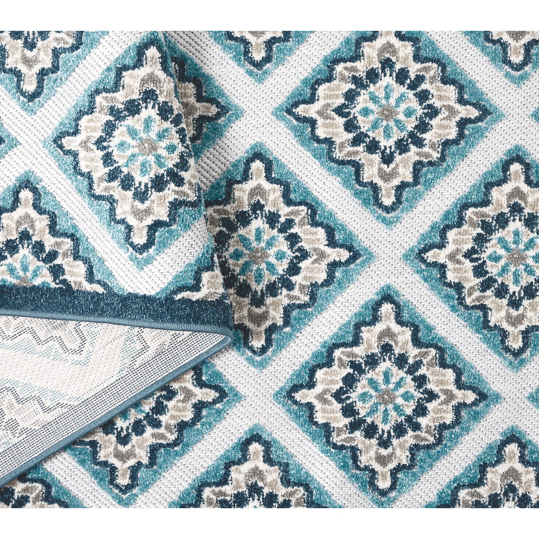 Brooks Blue Multi Geometric Indoor Outdoor Rug 5' x 7'