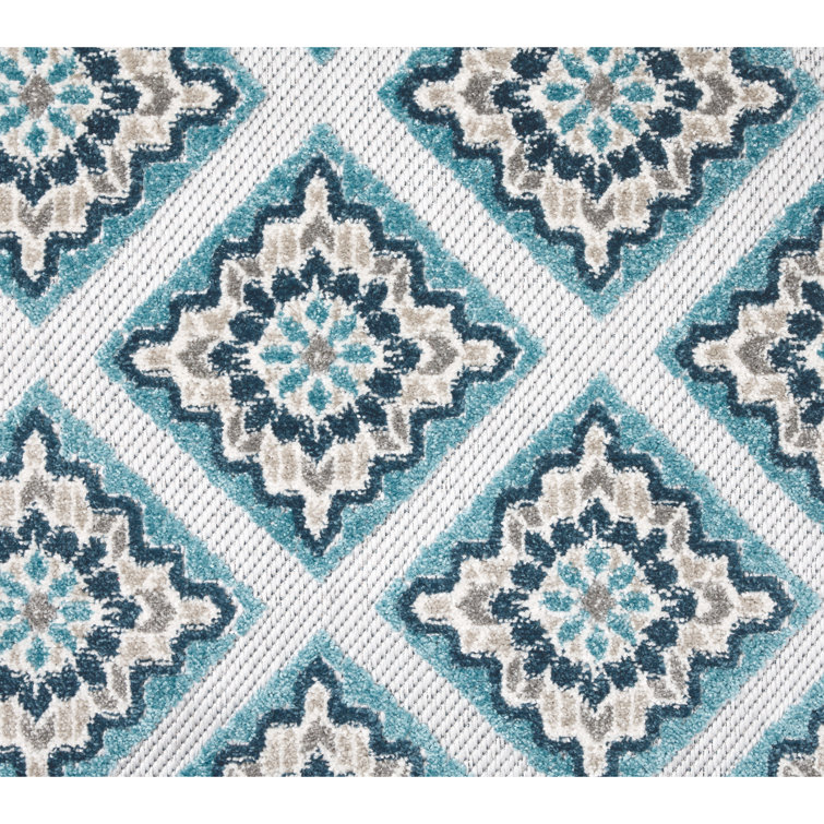 Brooks Blue Multi Geometric Indoor Outdoor Rug 5' x 7'