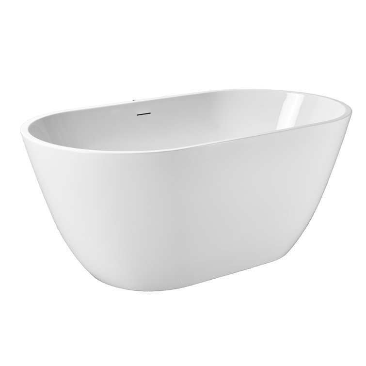 Matte White Acrylic Freestanding Deep Soaking Bathtub 55"