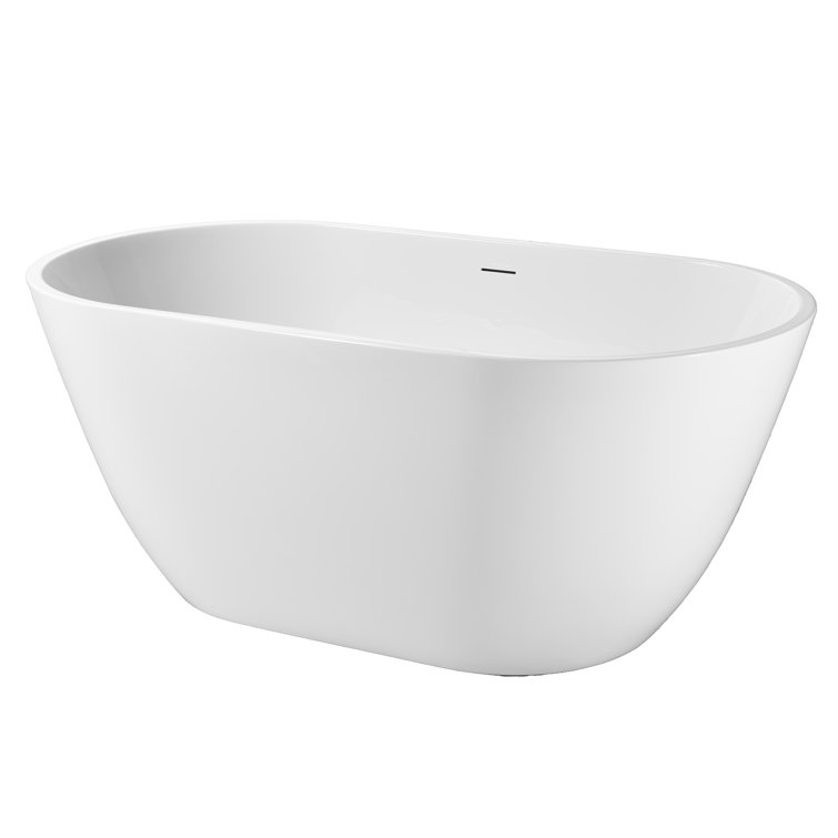 Matte White Acrylic Freestanding Deep Soaking Bathtub 55"