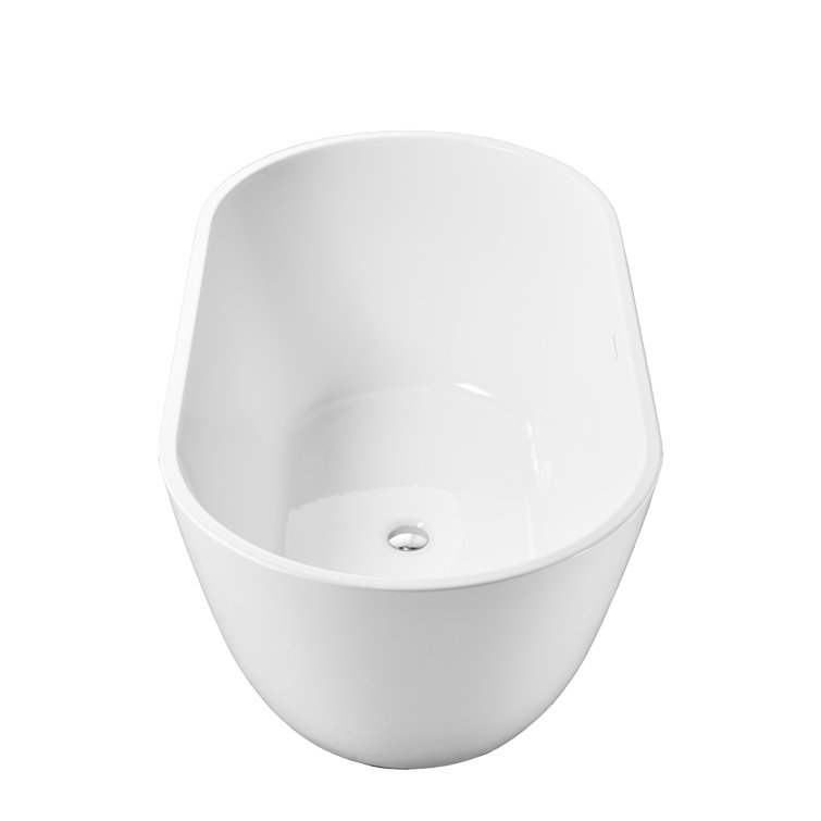Matte White Acrylic Freestanding Deep Soaking Bathtub 55"