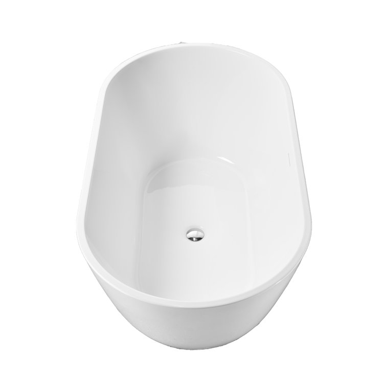 Matte White Acrylic Freestanding Deep Soaking Bathtub 55"