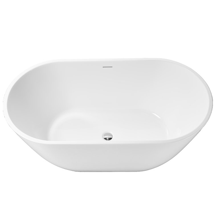 Matte White Acrylic Freestanding Deep Soaking Bathtub 55"