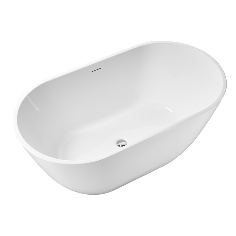 Matte White Acrylic Freestanding Deep Soaking Bathtub 55"