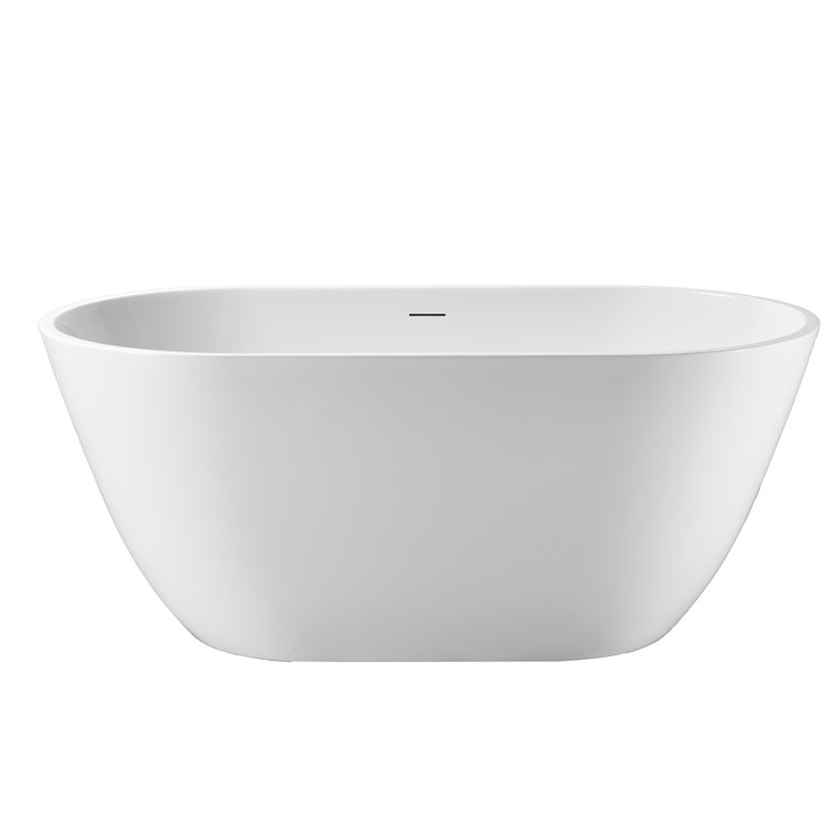 Matte White Acrylic Freestanding Deep Soaking Bathtub 55"