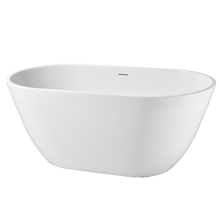 Matte White Acrylic Freestanding Deep Soaking Bathtub 55"