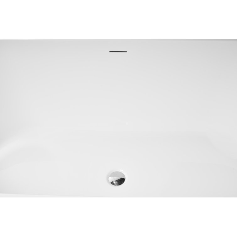 Matte White Acrylic Freestanding Deep Soaking Bathtub 55"