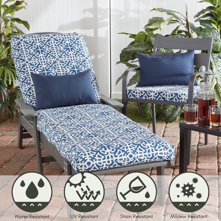 Navy Blue Polyester Rectangular Outdoor Lumbar Pillow Set