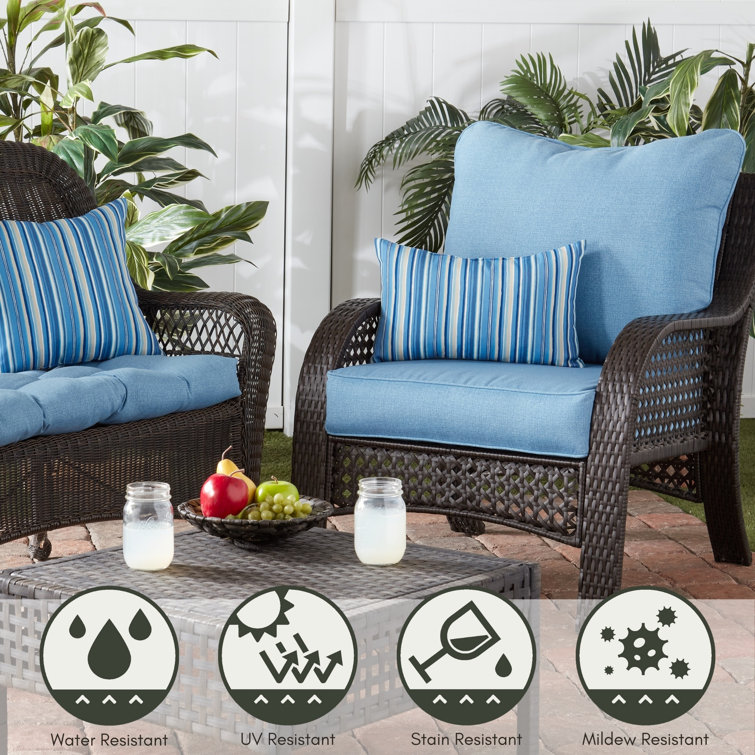 Sapphire Stripe Outdoor Lumbar Throw Pillow Set