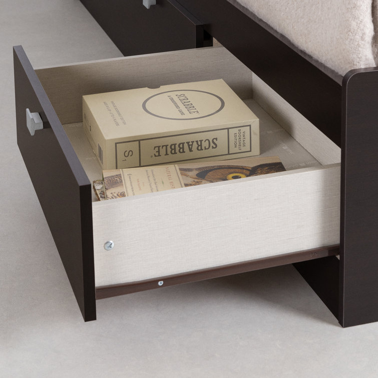 Chocolate Twin Captain's Bed with Storage and Bookcase Headboard