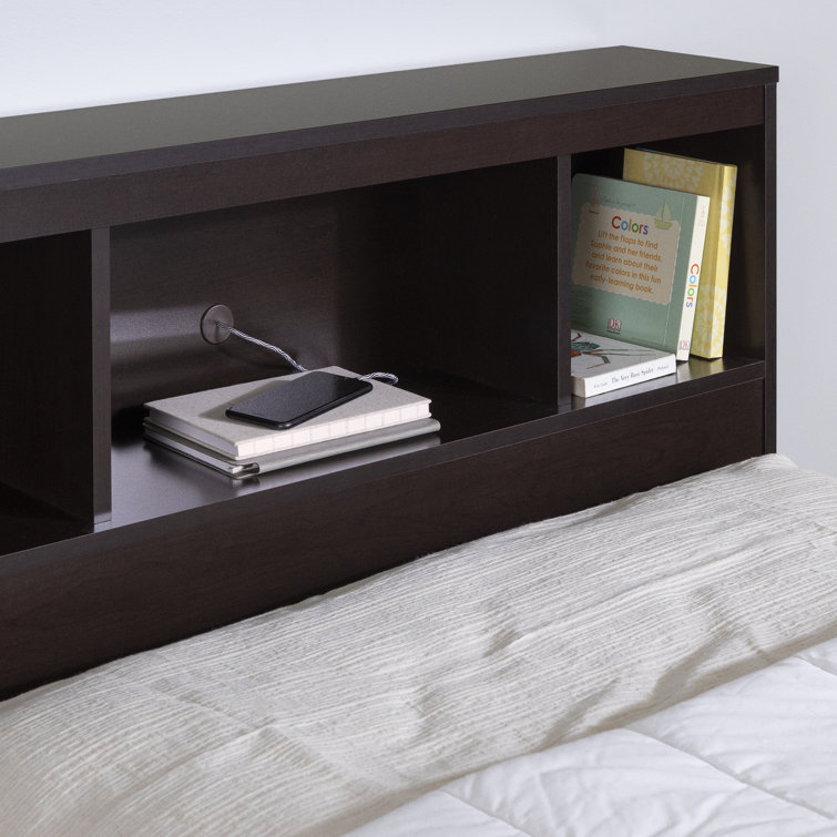 Chocolate Twin Captain's Bed with Storage and Bookcase Headboard