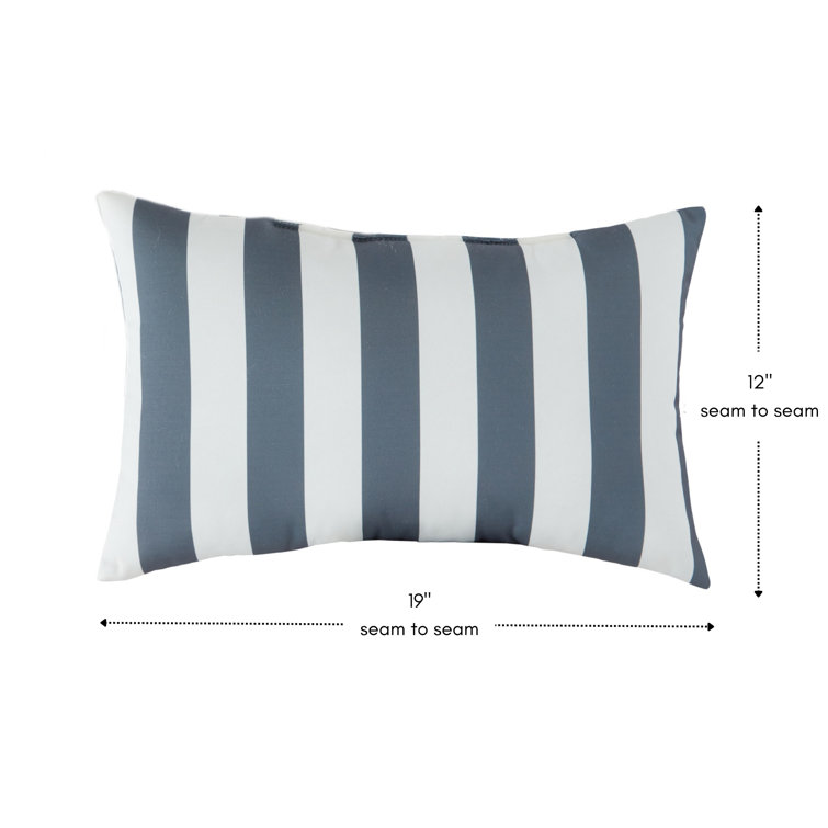 Canopy Stripe Gray 19 x 12 Inch Outdoor Rectangle Throw Pillow Set