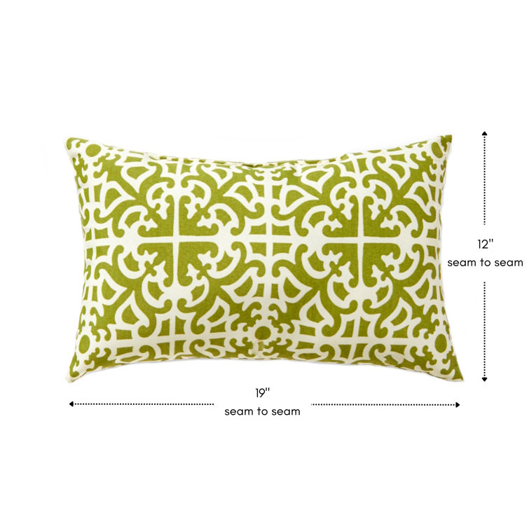 Grass Green Geometric Outdoor Rectangular Throw Pillows, Set of 2
