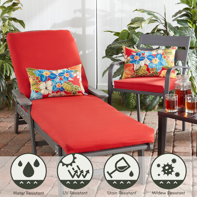 Aloha Red Floral Outdoor Rectangle Throw Pillows Set of 2