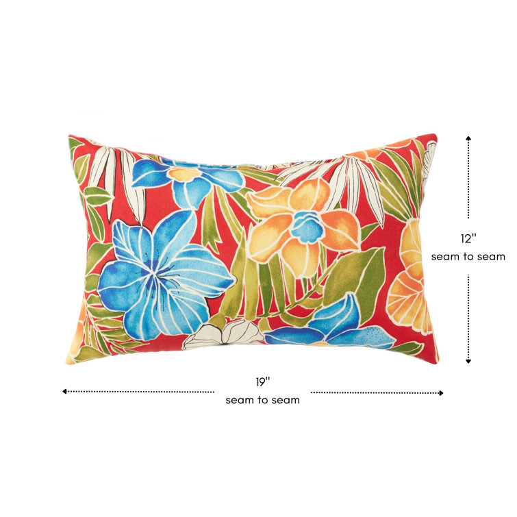 Aloha Red Floral Outdoor Rectangle Throw Pillows Set of 2