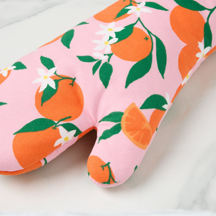 Colorful Floral Print Cotton Oven Mitt Set