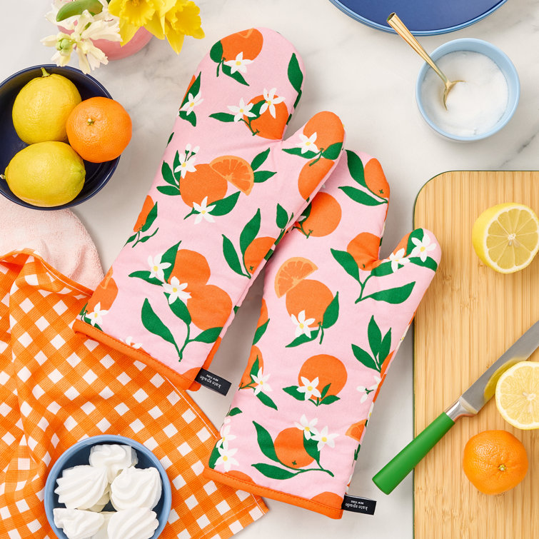 Colorful Floral Print Cotton Oven Mitt Set