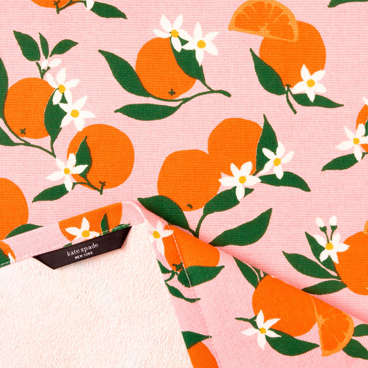 Summer Orange and Gingham Cotton Kitchen Towel Set