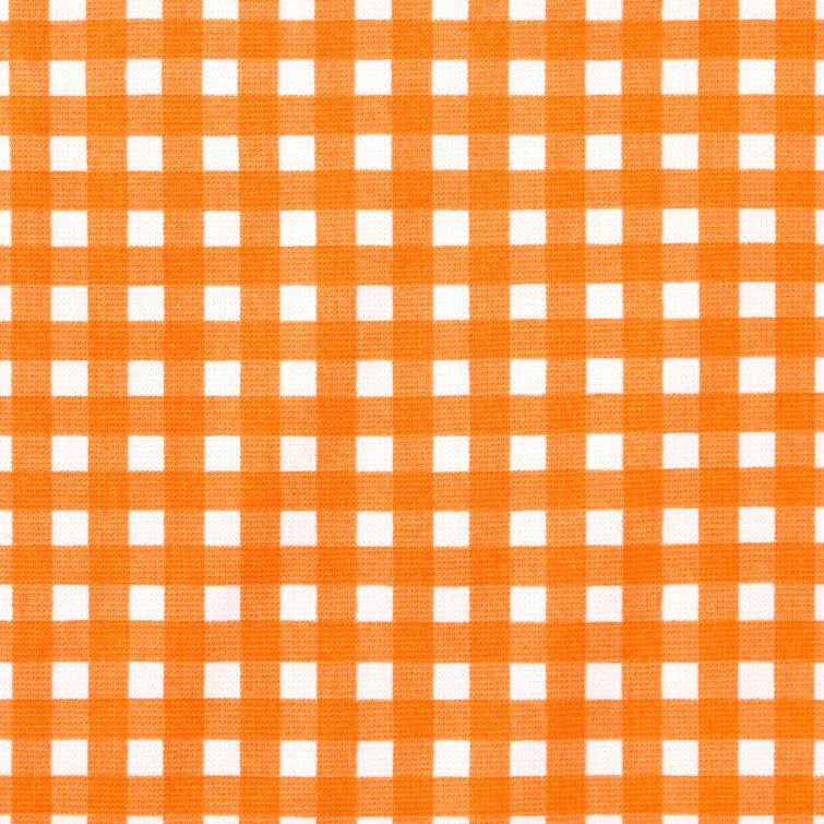 Summer Orange and Gingham Cotton Kitchen Towel Set