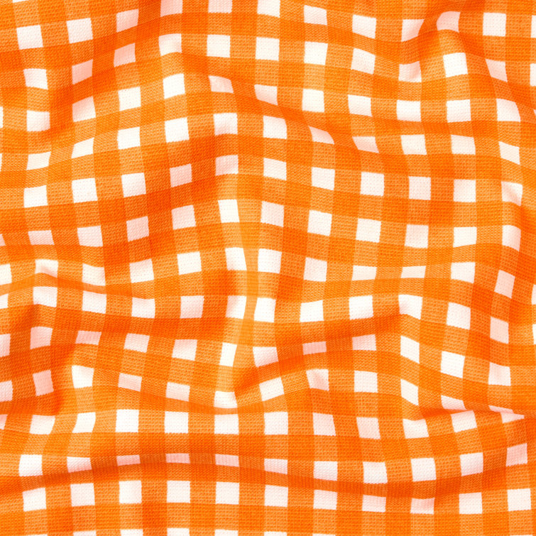 Summer Orange and Gingham Cotton Kitchen Towel Set