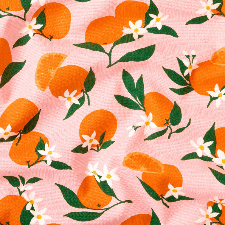 Summer Orange and Gingham Cotton Kitchen Towel Set