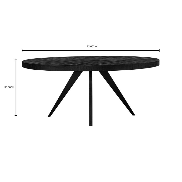 Transitional Rustic Acacia Wood Round Dining Table with Black Legs