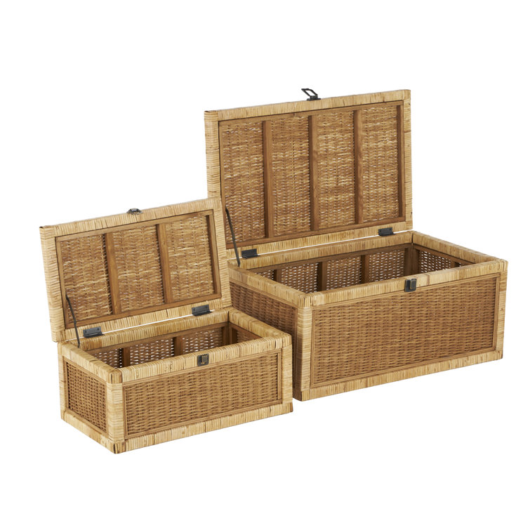 Handmade Natural Wood Rectangular Lidded Storage Box Set