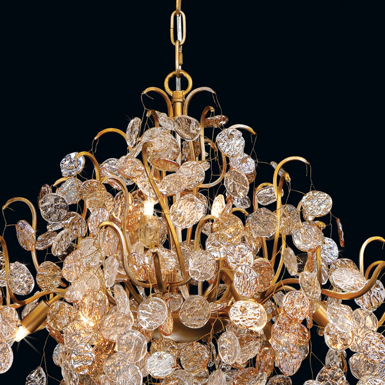 Antique Gold Sputnik 8-Light Chandelier with Clear Amber Shades