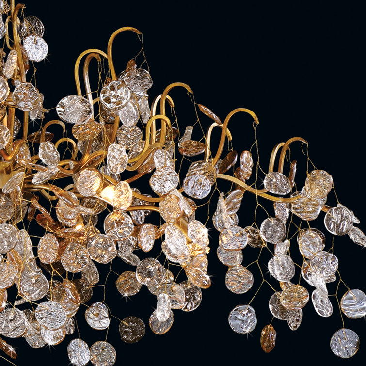 Antique Gold Sputnik 8-Light Chandelier with Clear Amber Shades