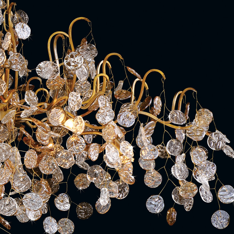 Campobasso Antique Gold 10-Light Crystal Chandelier with Amber Shades
