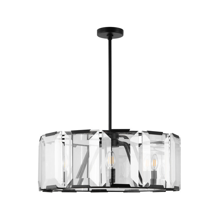 Esperanza Sleek Black Metal and Emerald-Cut Crystal Chandelier
